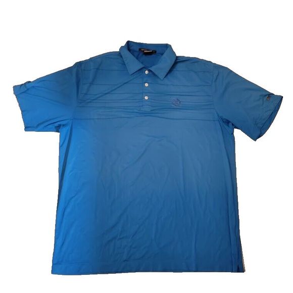 Tiger Woods Collection Nike Dry Fit  Polo Oak Hill Golf Shirt Blue Mens Size Lrg - Picture 1 of 6
